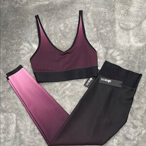 Ultracor Women's Black to Rose Ombré Sports Bra and Leggings Set